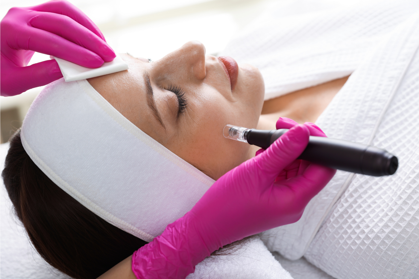 Microneedling-behandling under handledning på Nordic Beauty Academy i Mölndal